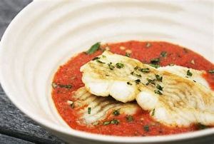 Flounder with Roasted Red Pepper Sauce