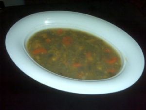Simple Lentil Soup w/ Mashed Sweet Potatoes