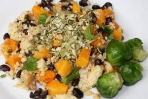 Millet Pilaf with Roasted Butternut Squash, Black Beans & Pumpkin seed Crumbs