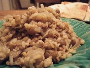  Mjaddarah (lentils & rice with sauteed onion)