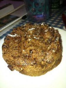 Deep Chocolate Bread Pudding (microwave, high protein)