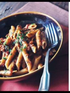 Penne with Sun Dried Tomatoes and Vinegar Peppers