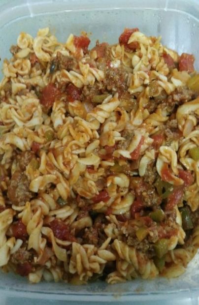 Beefy rotini pasta Recipe | SparkRecipes