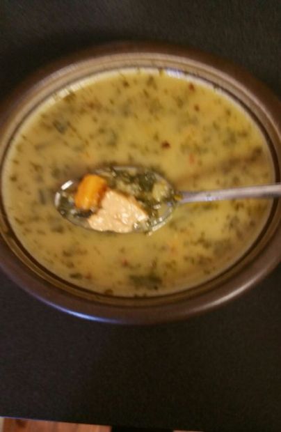 Kale Sweet Potato Salmon Soup