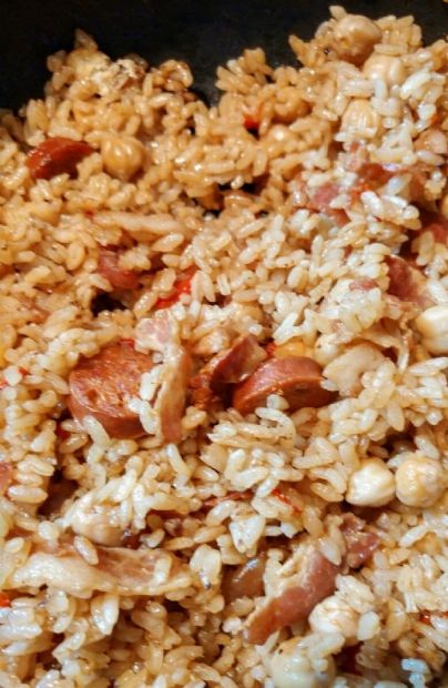 Lazy Rice, Chick Peas, Chorizo and bacon my way