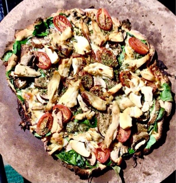 Three Flour Crust Pizza with Chicken and 3 Veggies 