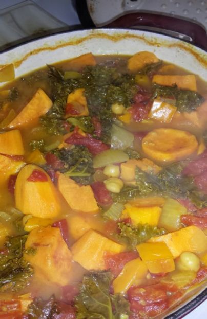 Kale, sweet potato & Chickpea stew