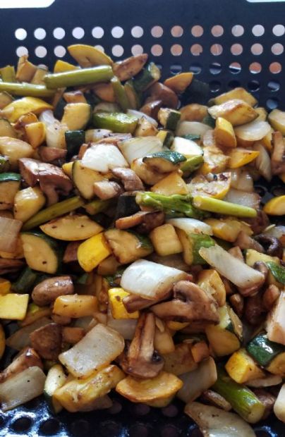 Grilled Mushrooms Zucchini and Onion