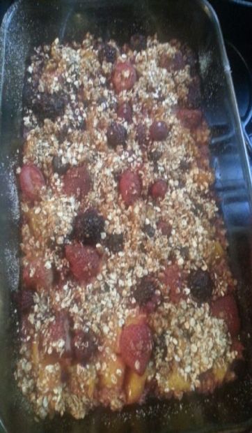 Peach and mixed berry  crisp