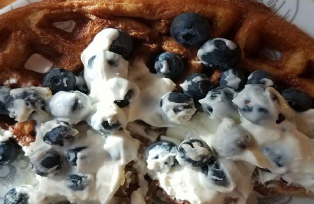 Almond flour waffle with whipped cream