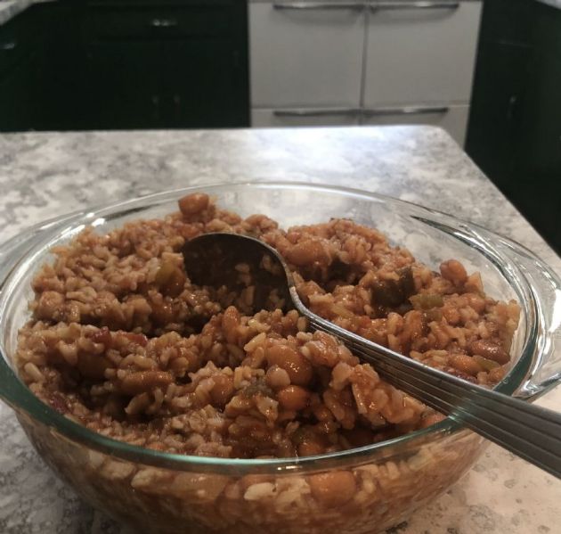 Baked Pintos and Rice