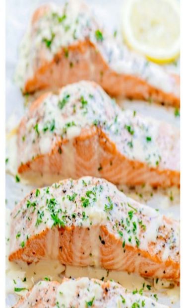 Baked Salmon in Lemon Cream Sauce