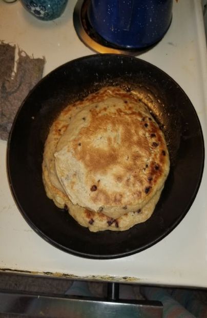 Banana chocolate chip pancakes