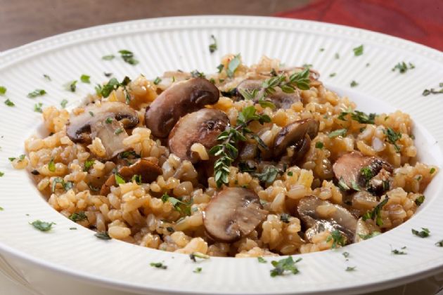 Beefy mushrooms and rice