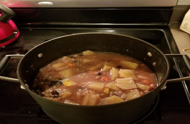 Beets, Buckwheat & Black Bean Soup