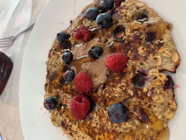 Blueberry Banana Oat Pancakes