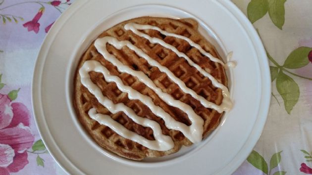 Carrot Cake Waffles with Maple Cream Cheese Icing