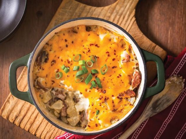 Cheesy potato-and-sausage casserole