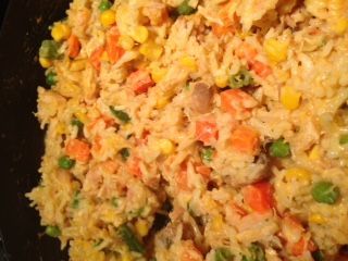 Cheesy tuna rice casserole