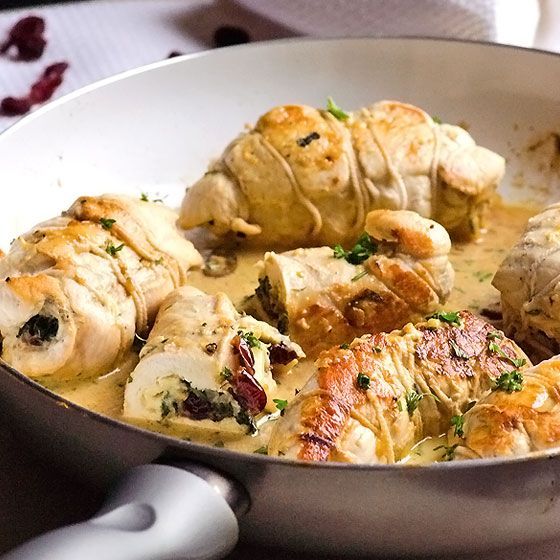 Chicken Stuffed with Brie, Spinach & Cranberries