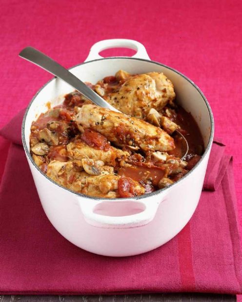 Chicken with Tomatoes and Mushrooms