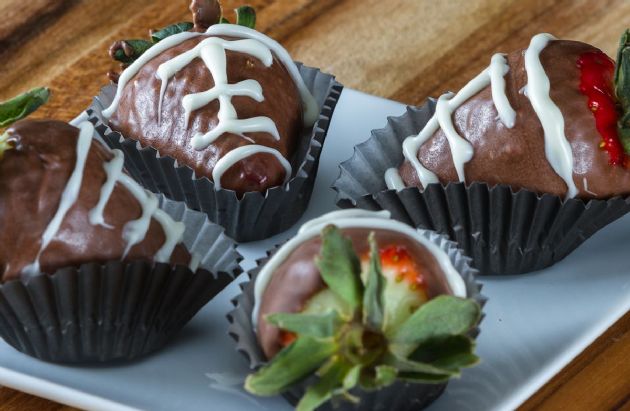 Chocolate-Covered Strawberry Footballs