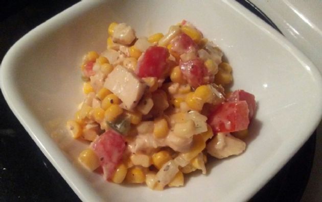 Creamy corn chicken salad