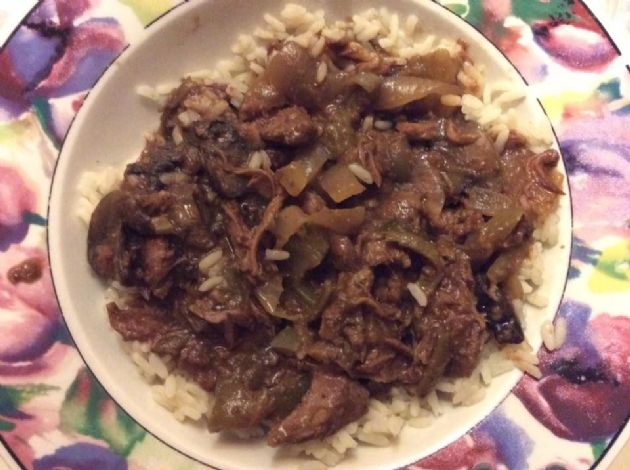 Crock pot smothered steak strips