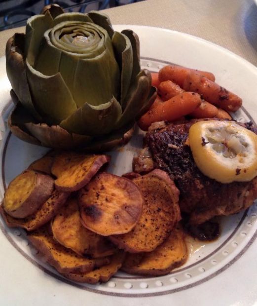 Crockpot Rosemary Garlic Roasted Chicken with Carrots & Potatoes