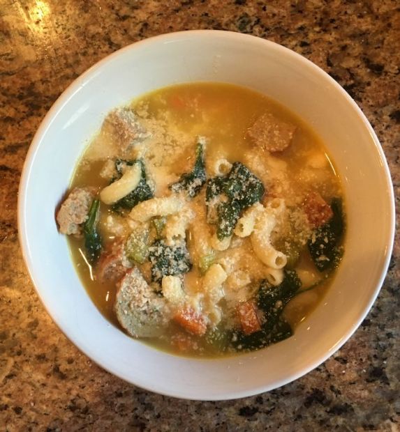 Easy Italian Wedding Soup for Two with Turkey Meatballs Recipe