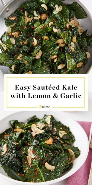 Easy Skillet Kale with Lemon & Garlic & Bacon