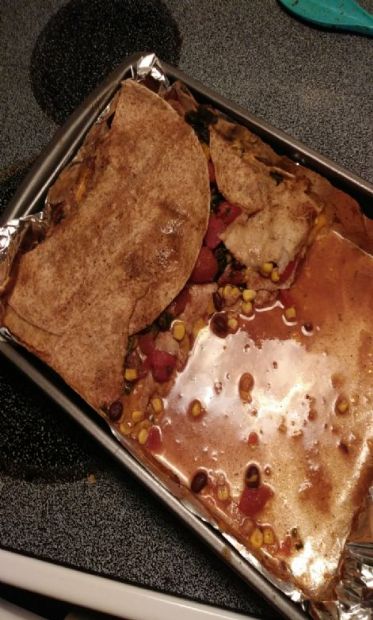 Enchilada casserole with homemade enchilada sauce