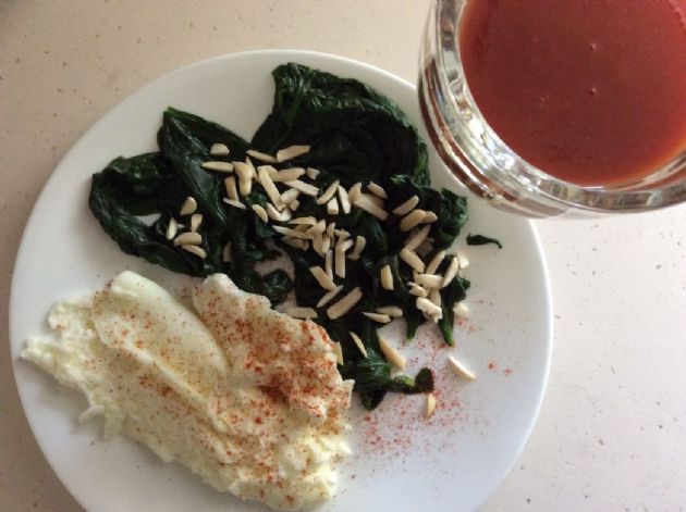 Fresh Garden Spinach and Scrambled Egg Whites (breakfast 3)