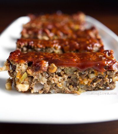 Glazed Lentil Walnut Apple Loaf