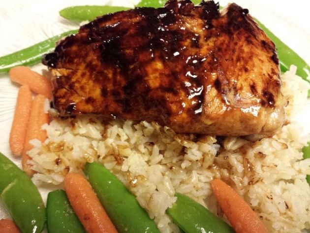 Glazed Salmon and Rice