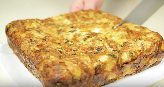 Greek Lavash Egg & Leeks Bread Pudding, 1800 g yield, 100 g serving