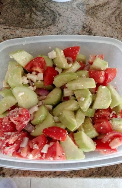 Greek Style Cucumber Tomato Onion Salad