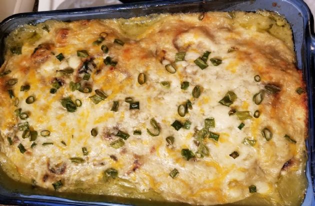 Green Chicken Enchilada Casserole