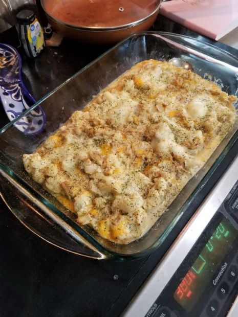 Green Enchilada Chicken Cauliflower Casserole