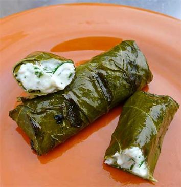 Grilled Grape Leaves Stuffed with Herbed Cheese