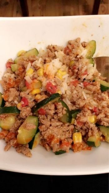 Ground turkey taco meat with veggies