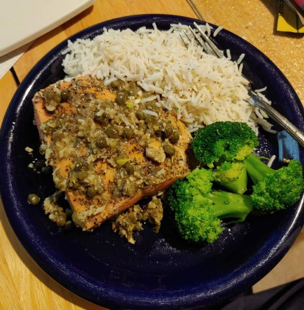 Julia's Trout (or Salmon) with Garlic Butter Lemon Caper Sauce