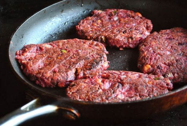 Jumbo beet and pickle burgers