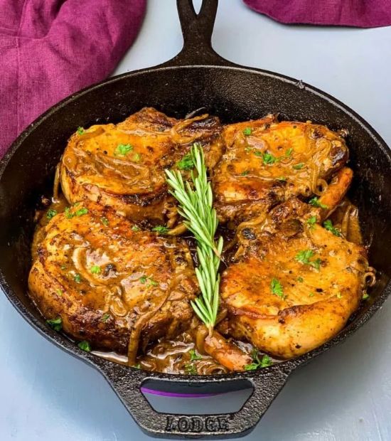 Keto LowCarb Smothered Pork Chops Recipe SparkRecipes