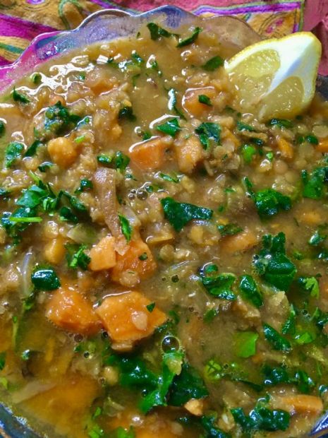 Lentil, Kale, sweet potato soup