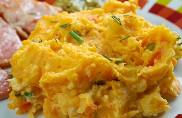Mashed Sweet Potatoes and Celery Root 