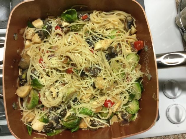 Mediterranean Spaghetti with Scallops and Brussel Sprouts Recipe ...