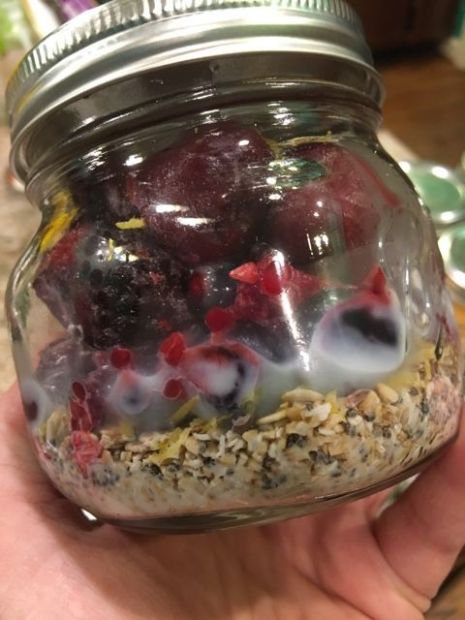 Overnight Oats with Berries, Greek Yogurt and Honey