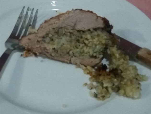 Pesto rice stuffed pork