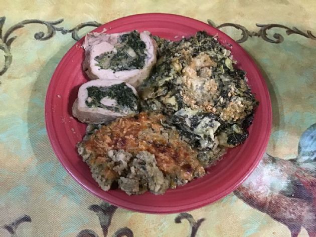 Pork Loin Stuff with Spinach & Mushrooms 